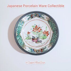 VINTAGE ACF Japanese Porcelain Ware Pewter Encased Bowl Collectible ACF Stamped
